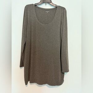 Eileen Fisher  Tunic Top Women XL Gray  Long Sleeve Pull On Casual